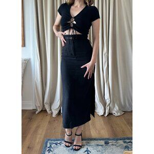 Super High Waist Linen Blend Corset Skirt with Belt